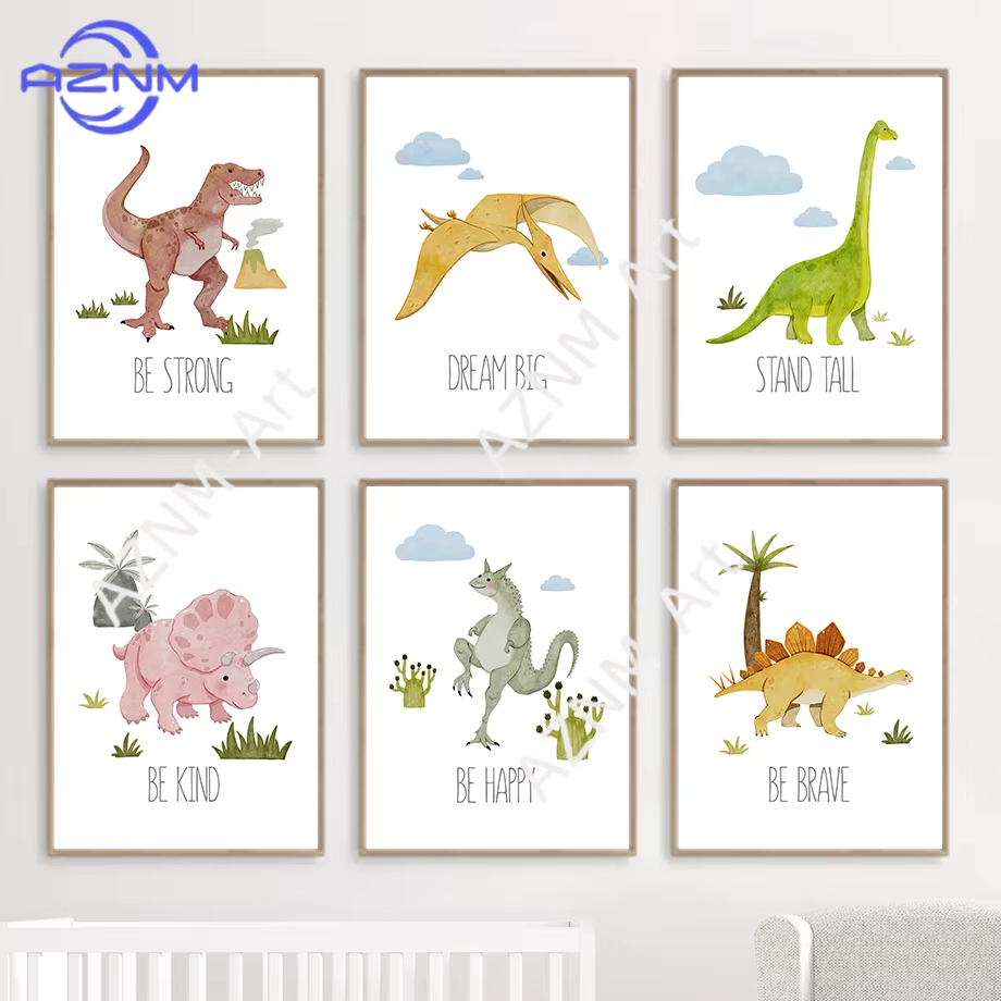 Baby Nursery Quotes Wall Art - 1PC/6PCS Dinosaurus Inspirerende Citaten Kinderkamer Muurkunst