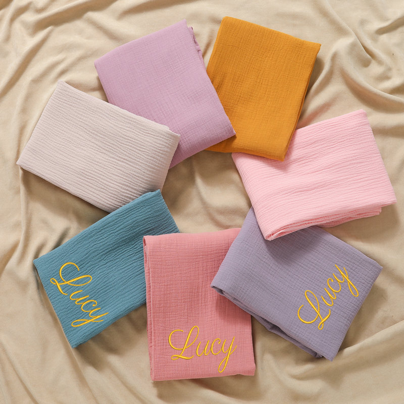 Swaddle Blanket Muslin - Gepersonaliseerde naam geborduurd aangepaste baby katoenen
