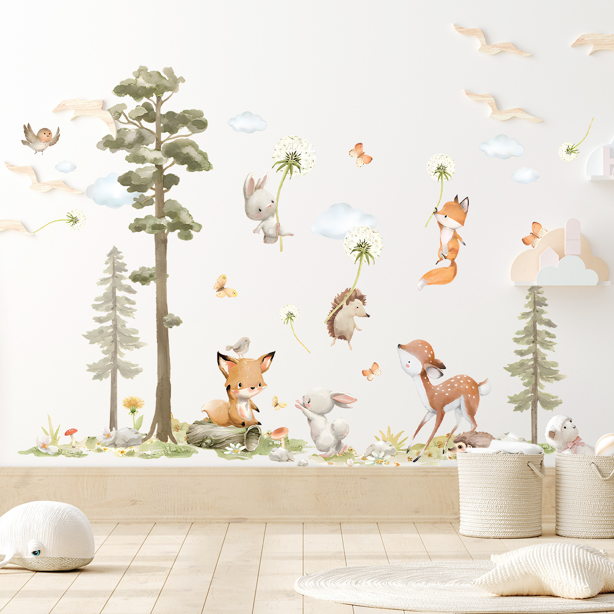Baby Nursery Tree - Leuke bosdieren muurstickers voor kinderkamers kinderen