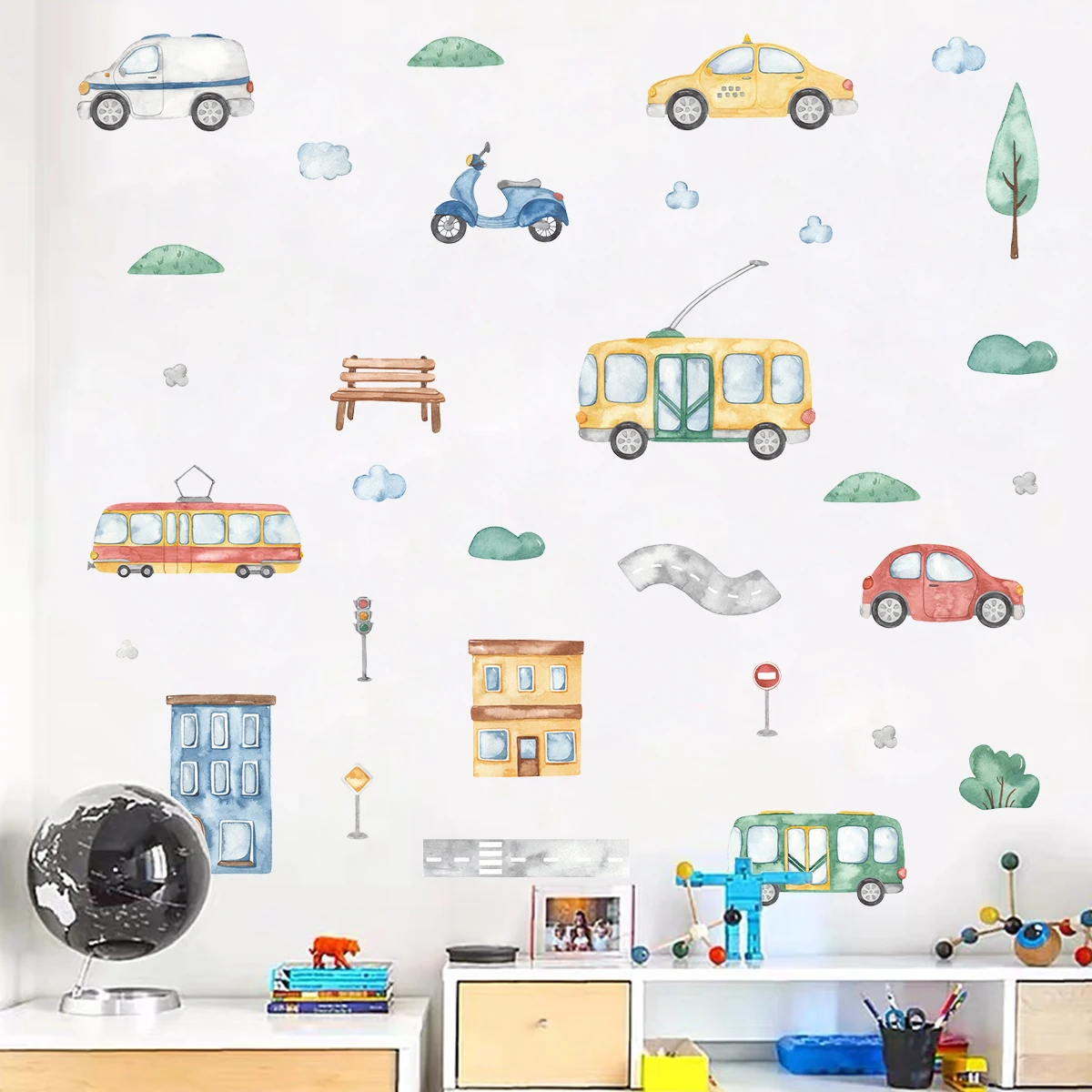 Cartoon Boom Bus Auto Muurstic - Baby Nursery Tree recensie en prijs
