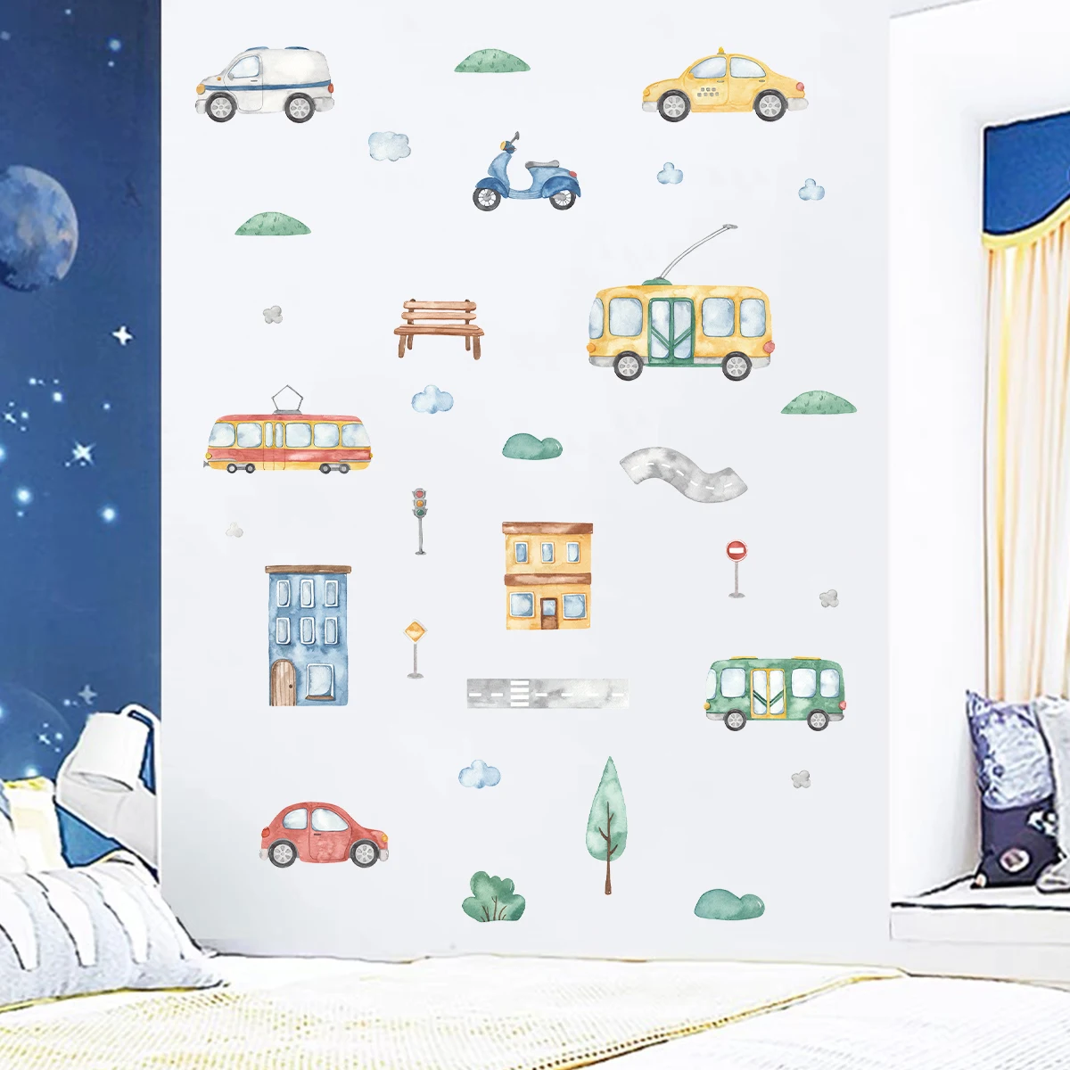 Cartoon Boom Bus Auto Muurstic - Baby Nursery Tree recensie en prijs