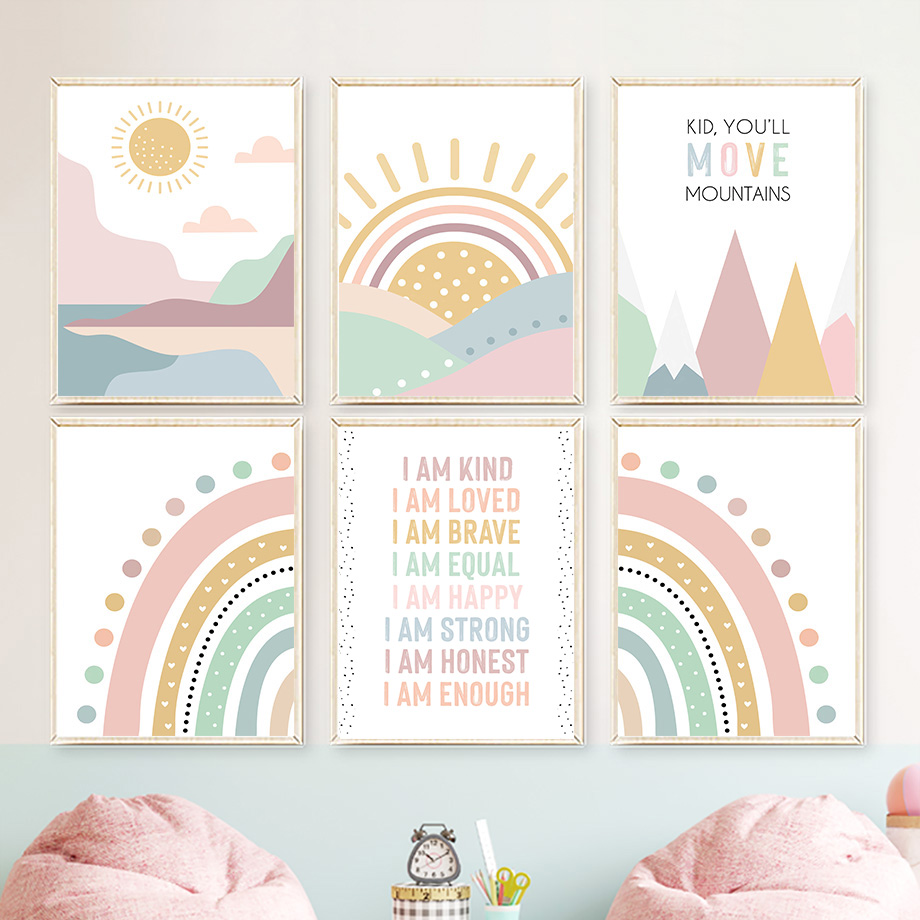 Pink Mountain Sun Rainbow Quot - Baby Nursery Quotes Wall Art recensie en prijs