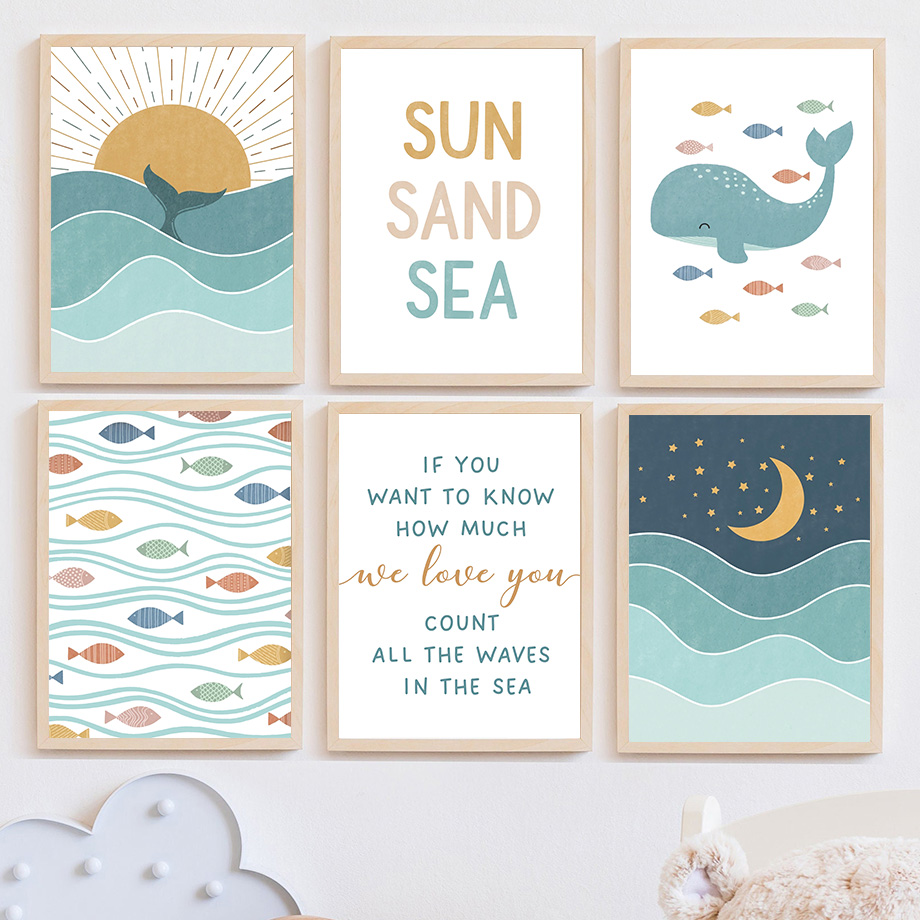 1pc frameloze Vis Walvis Meeuw - Baby Nursery Quotes Wall Art recensie en prijs